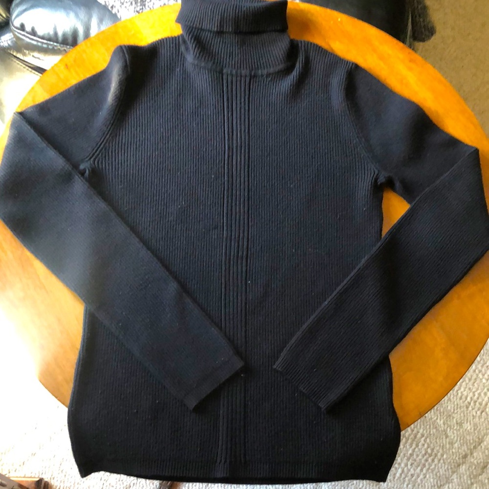 FDJ French Dressing Womens black Ribbed Turtleneck Long-sleeved shirt Size M